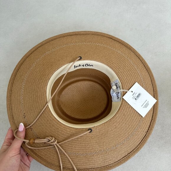 NWT Lack of Color The Jacinto Paper Straw Boater Hat Natural Tan Wide Brim - Picture 12 of 13